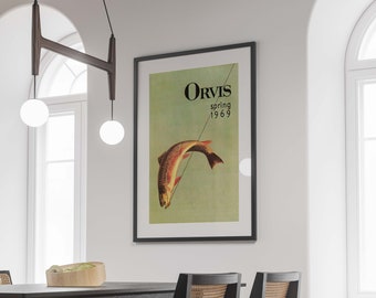 Vintage Orvis Fishing Poster, Retro Travel Print (Digital Download)