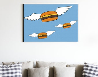 Bob's Burgers Flying Burgers Art Print, Funny Home Decor (Digital Download)