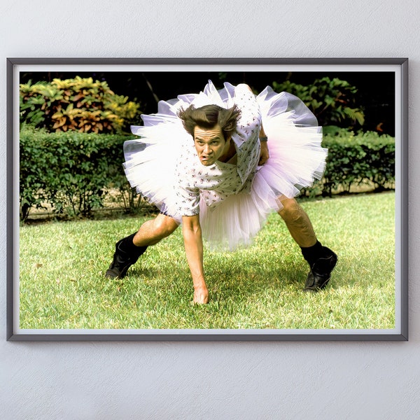 Ace Ventura Movie Poster, Pet Detective, Tutu Print, Funny Wall Art, Jim Carrey Poster, Oil Painting, 1990's, Room Decor, Digital Download