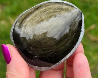 Gold Obsidian. Jin Yaoshi Stone. Jinyao stone. Gold Sheen Obsidian. Worry Stone. Paperweight.