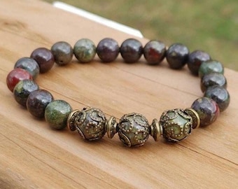 Dragon Blood Jasper Bracelet. Courage and Strength.