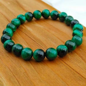 Green Tigers Eye Bracelet. Rare. Brings success. Luck. Protection. Energy. 