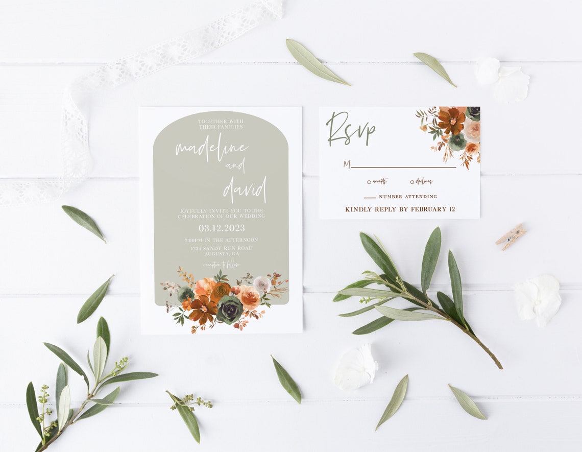 Sage and Rust Modern Boho Wedding Suite Wedding Suite image 1