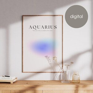 Póster del signo del zodíaco: diseño astrológico minimalista como descarga instantánea | Regalo de cumpleaños perfecto, impresión del aura, póster de nacimiento