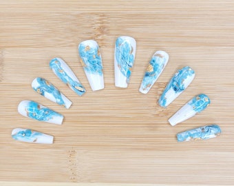 Blue Marble Nails