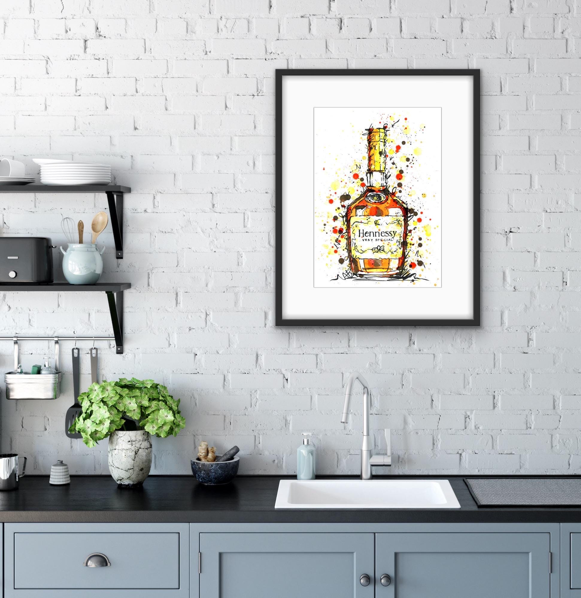 Hennessy Cognac Bottle Artwork – Sophisticated Bar Wall Art