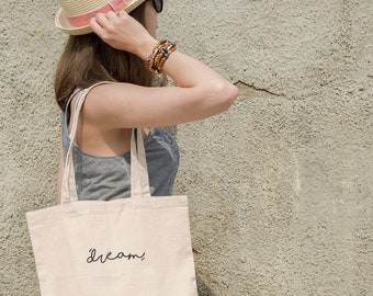 Bordado Dream tote Bag, Lindo Tote Bag, Aesthetic Bag, Natural Eco-Friendly Tote Bag, Canvas Tote Bag, Shopping Bag
