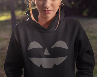 Halloween Pumpkin Face Unisex Hooded Sweatshirt, Smiling Pumpkin Face, Family Halloween Hoodie, Halloween Party Hoodie, Matching Teams