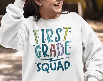First Grade Crew Unisex Crewneck Sweatshirt, Back to School Teaching Sweatshirt, Teacher Appreciation, Gifts for Teacher