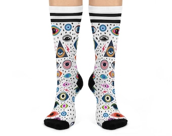 Evil eyes Sublimation socks, Fun Socks, perfect gift, Boho Mystical Socks, Holiday Fun Gift, Nazar Boncuk socks, novelty socks, Super Soft
