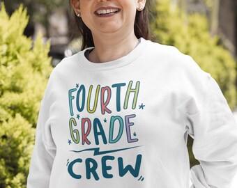 Fourth Grade Crew Unisex Crewneck Sweatshirt, Back to School Teaching Sweatshirt, Teacher Appreciation, Gifts for Teacher