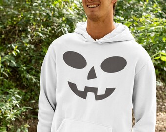 Halloween Pumpkin Face Unisex Hooded Sweatshirt, Smiling Pumpkin Face, Family Halloween Hoodie, Halloween Party Hoodie, Halloween Gifts