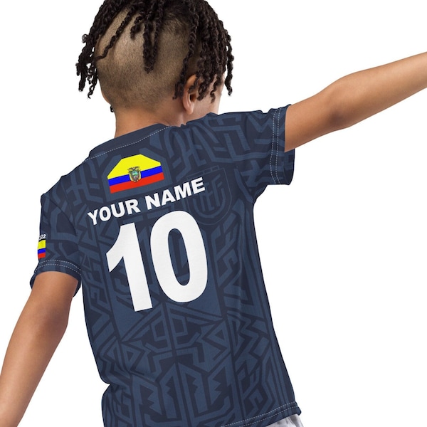 Qatar 2022 World Cup , Football World Cup, Ecuador Kids Shirt, Personalized Soccer Shirt, FIFA World Cup 2022, Customize Number and Name