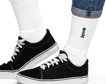 Love Embroidered socks, Fun Socks, perfect gift, comeback to school socks, love socks, novelty socks