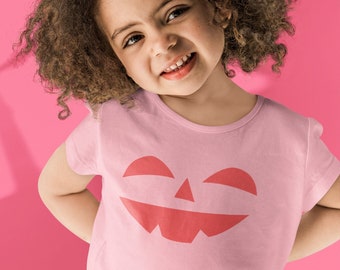 Halloween Happy Pumpkin Face Kid's Fine Jersey Tee, Smiling Pumpkin Face, Family Halloween Shirt, Funny Pumpkin Face Shirt, Kids Party Shirt
