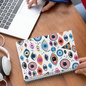 Evil Eye Spiral notebook, Evil eye motivation notes, Notebook Evil Eye, Evil Eye Colorful Design, Evil Eye planner, goodnotes 2023