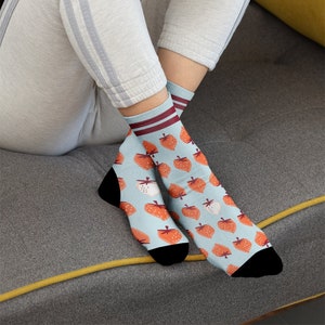 Strawberry Sublimation socks, Fun Socks, perfect gift, Boho Cute Socks, Holiday Fun Gift, Best gift socks, Novelty Socks, Super Soft