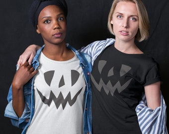 Halloween Pumpkin Happy Face Jersey Short Sleeve Tee, Smiling Pumpkin Face, Family Halloween Shirt, Fun Pumpkin Face Shirt, Halloween Party