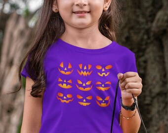 Halloween Pumpkin Faces Kid's Jersey Tee, Smiling Pumpkin Face, Family Halloween Shirt, Funny Pumpkin Faces, Halloween Party Shirt, Kids tee