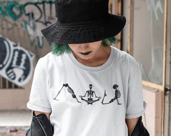 Halloween Yoga Tee, Skeleton Yoga T-shirt, Funny Halloween Shirt, Halloween Yogi T-shirt, Great for Yogi lovers
