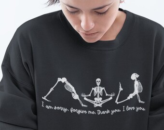 Cool Halloween Sweatshirt, Skeleton Yoga sweatshirt, Halloween Yoga Sweatshirt, Halloween Yogi Sweatshirt, Ho'oponopono sweatshirt