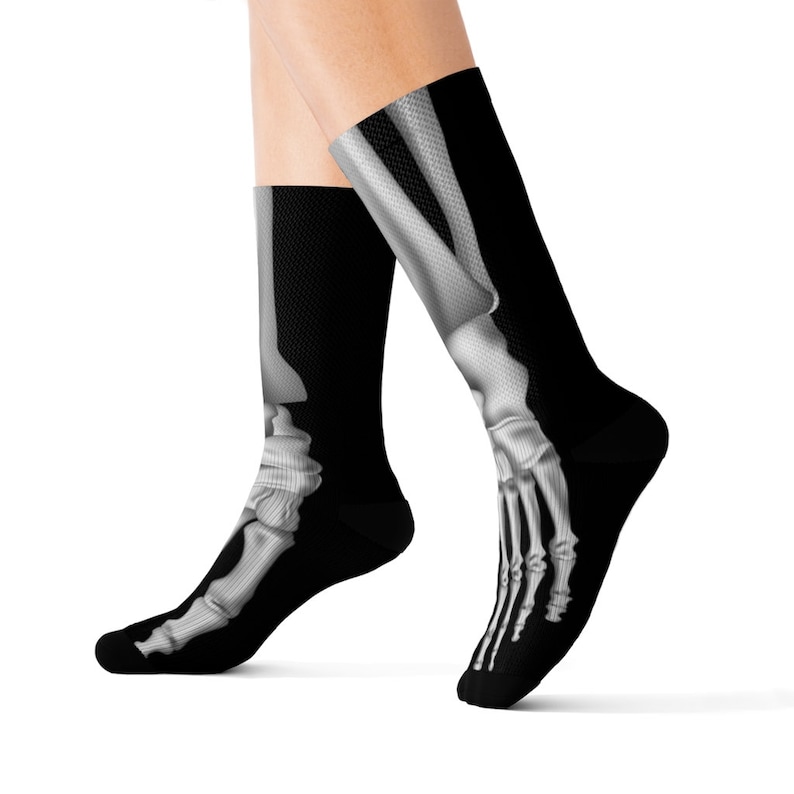Halloween Skeleton Sublimation Socks, Fun Socks with Skeleton, Unique Halloween Socks, comeback to school socks, skull socks, Novelty Socks image 2