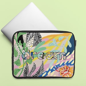 Housse colorée pour ordinateur portable avec oeuvre d'art inspirante - Design fantaisiste pour les étudiants, les créatifs ou un cadeau de rentrée - Étui illustré unique