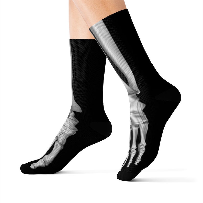 Halloween Skeleton Sublimation Socks, Fun Socks with Skeleton, Unique Halloween Socks, comeback to school socks, skull socks, Novelty Socks image 5
