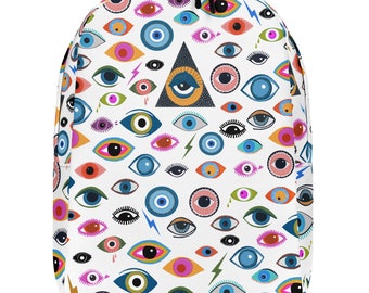 Evil Eye Minimalist Backpack, Backpack Evil Eye, Evil Eye Colorful Design, Evil Eye Pattern, regreso a la escuela, Fun Back pack, Colorido mal de ojo