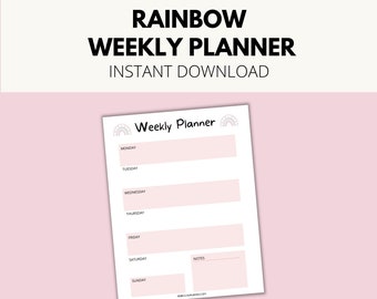 Weekly Planner Printable, 7 Day Weekly Schedule, Week At a Glance, Weekly Plan Chart, Week Planner, Weekly Organiser, Home Management Binder