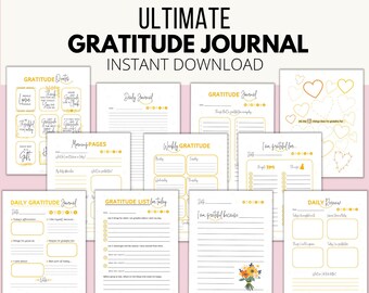 Gratitude Journal Printable, Mindfulness Wellness Log, Gratitude Template, Self Care Planner, Daily Journal for Women, Gratitude Jar