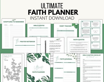 Ultimate Faith Planner Printable Bundle, Prayer Journal, Bible Reading Tracker, Daily Bible Planner, Faith Planner Binder, Faith Journal Kit