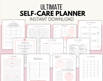 Ultimate Self-Care Planner Bundle, Wellness Planner, Self-Care Printable, Self Care Journal, Self-Love, Gratitude Journal, Mental Health Kit