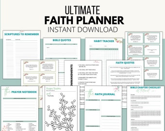 Ultimate Faith Planner Bundle, Printable Prayer Journal, Bible Reading Tracker, Daily Bible Planner, Faith Planner Binder, Faith Journal Kit