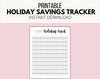 Printable Holiday Savings Tracker, 1000 Pound Savings, Vacation Savings Tracker, Holiday Fund Tracker, Budgeting Tracker, Savings Tracker