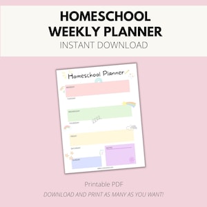 Homeschool Weekly Schedule Printable, Homeschool Planner, Weekly Schedule for Kids, Week School Schedule, School Routine Chart, Weekly Plan image 1