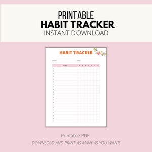 Printable Habit Tracker, Weekly Habit Tracker Checklist, Daily Tracker, Habit Journal, Positivity Checklist, Health Checklist, Print at Home