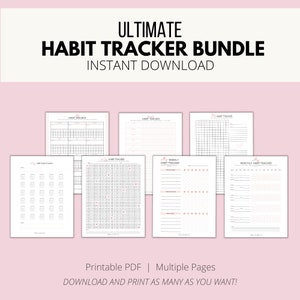 Habit Tracker Bundle Printable, Habit Tracker, Habit Planner, Daily Habit Tracker, Monthly Habit Tracker, Habit Tracker Chart, Habit Log