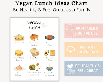 Vegan Lunch Ideas, Vegan Meal Ideas, Vegan Food Chart, Plant-based Food List Meal Planner Printable, Vegan Grocery Shopping List, Food Diary