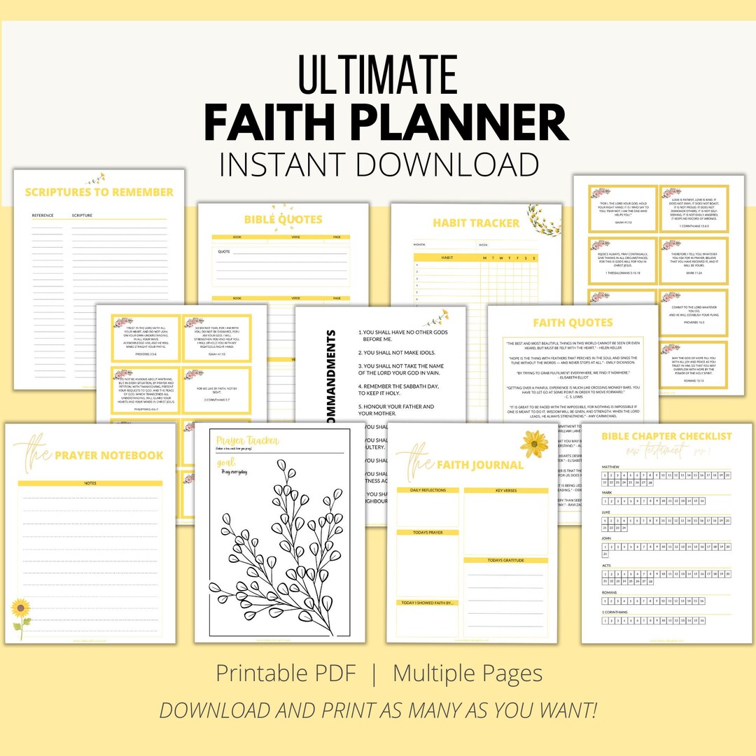 Ultimate Faith Planner Bundle, Printable Prayer Journal, Bible Reading ...