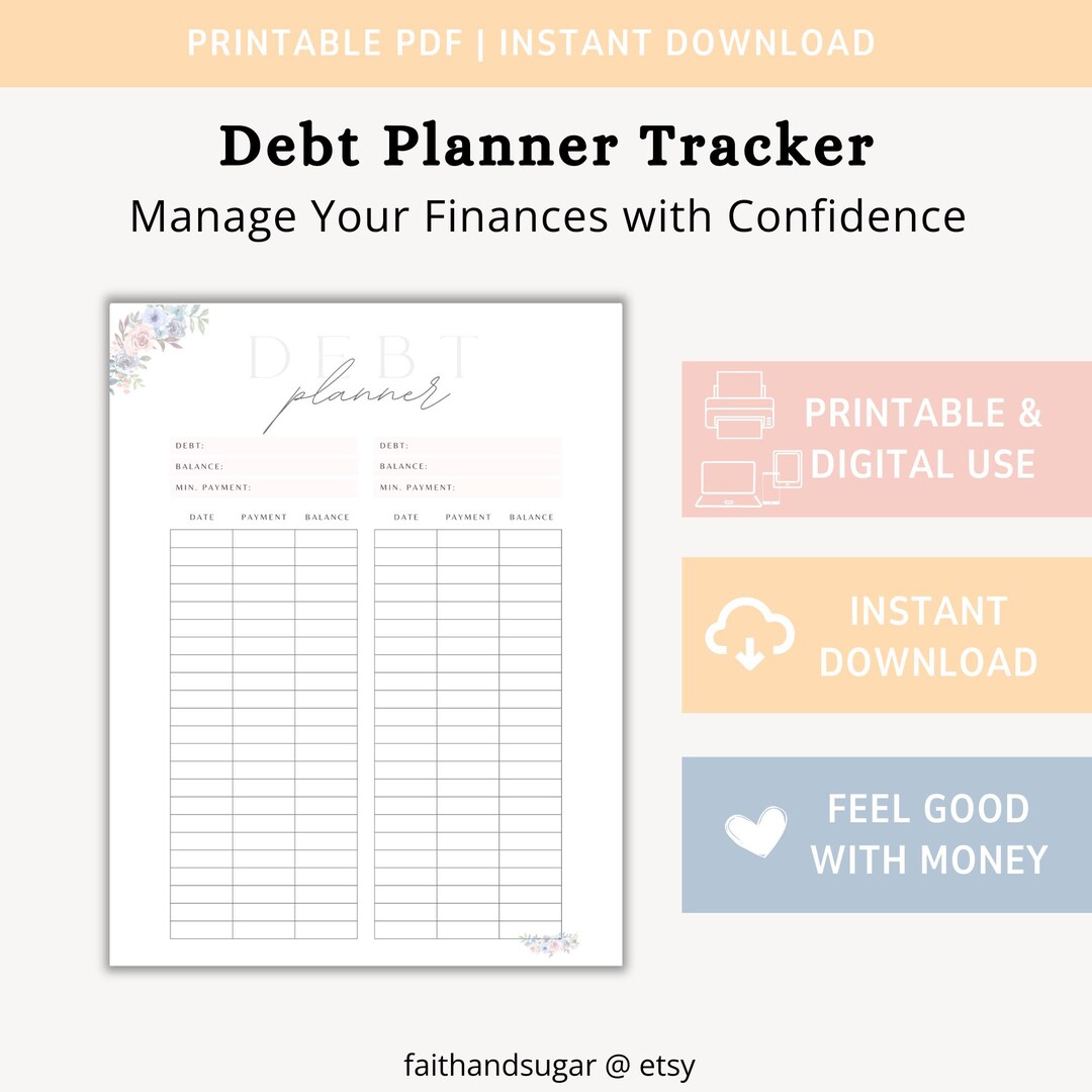 Debt Progress Debt Tracker, Debt Payment Tracker, Snowball Debt Tracker, Debt ...