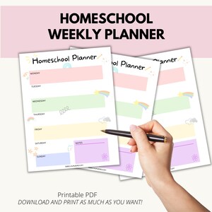 Homeschool Weekly Schedule Printable, Homeschool Planner, Weekly Schedule for Kids, Week School Schedule, School Routine Chart, Weekly Plan image 3