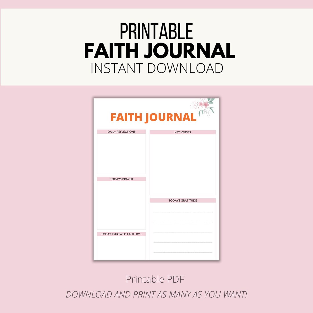 Printable Faith Journal, Christian Faith Planners, Daily Devotional ...