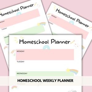 Homeschool Weekly Schedule Printable, Homeschool Planner, Weekly Schedule for Kids, Week School Schedule, School Routine Chart, Weekly Plan image 4