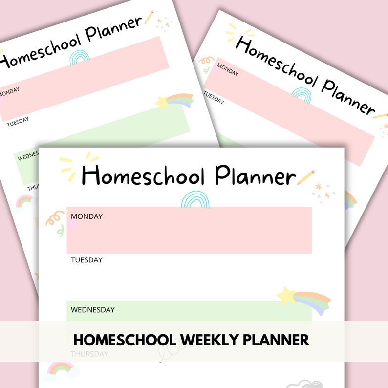Homeschool Weekly Schedule Printable, Homeschool Planner, Weekly Schedule for Kids, Week School Schedule, School Routine Chart, Weekly Plan image 4