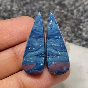 Michigan Leland Blue Aka Cyber Agate Pair, Pear Cabochon, 30x11x4MM, 20CTS, #B-08761