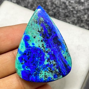 Top Quality Bluebird Azurite Malachite, Pear Cabochon,  44x32x6 MM,  63 CTS, Loose Cabochon,  #B-07377