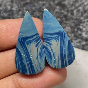Michigan Leland Blue Aka Cyber Agate Pair, Pear Cabochon, 30x14x5MM, 33CTS, #B-08757