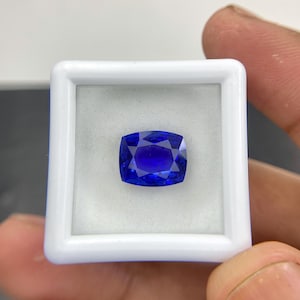 Super Deluxe Color Natural Tanzanite Cushion Cut Faceted Loose Gemstone Weight-3.59 Cts, Size-10.8x8.8 (Loupe Clean) #B8.4