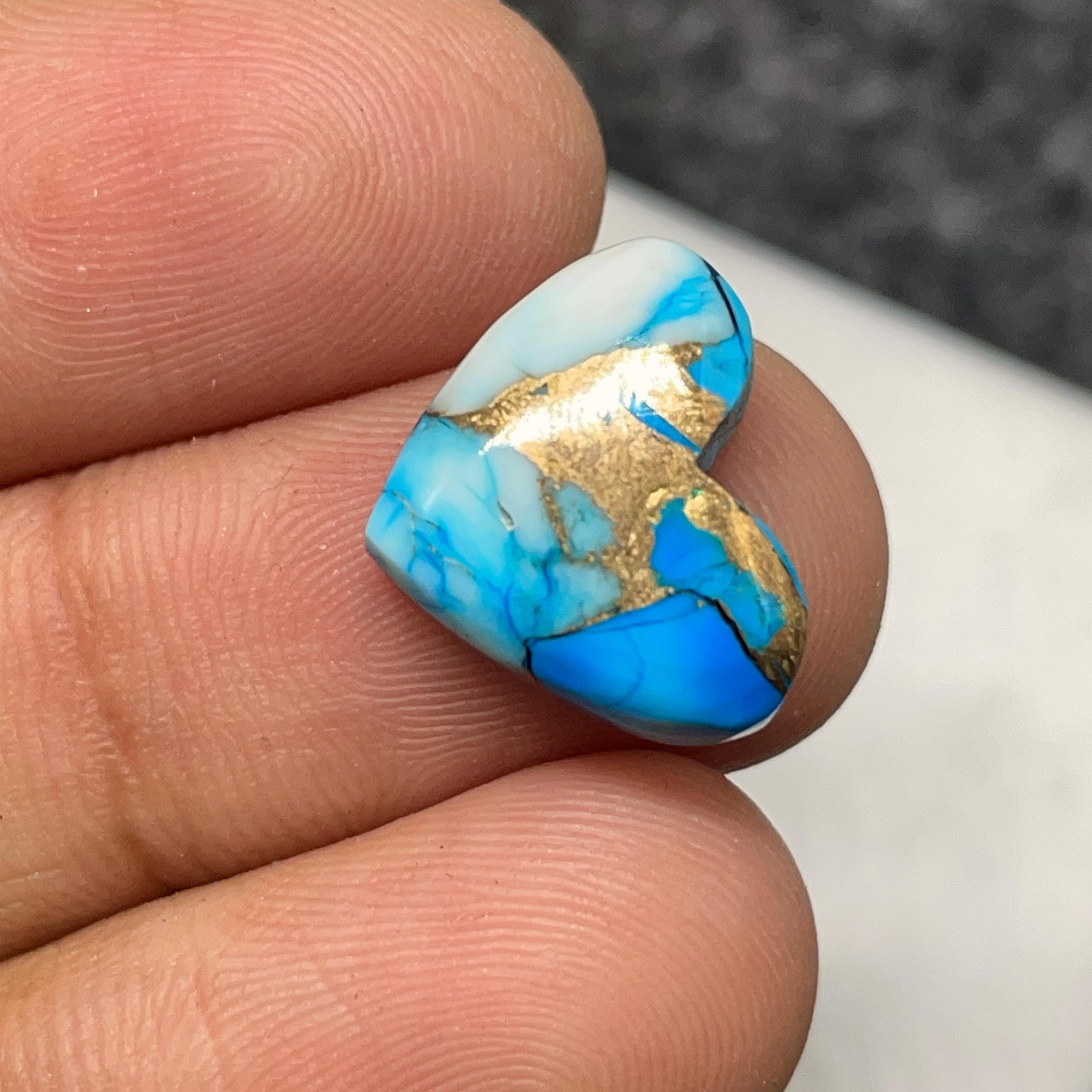 Ice Blue Dahlia Mohave Turquoise , Heart , 12x15x4 MM, 6 CTS